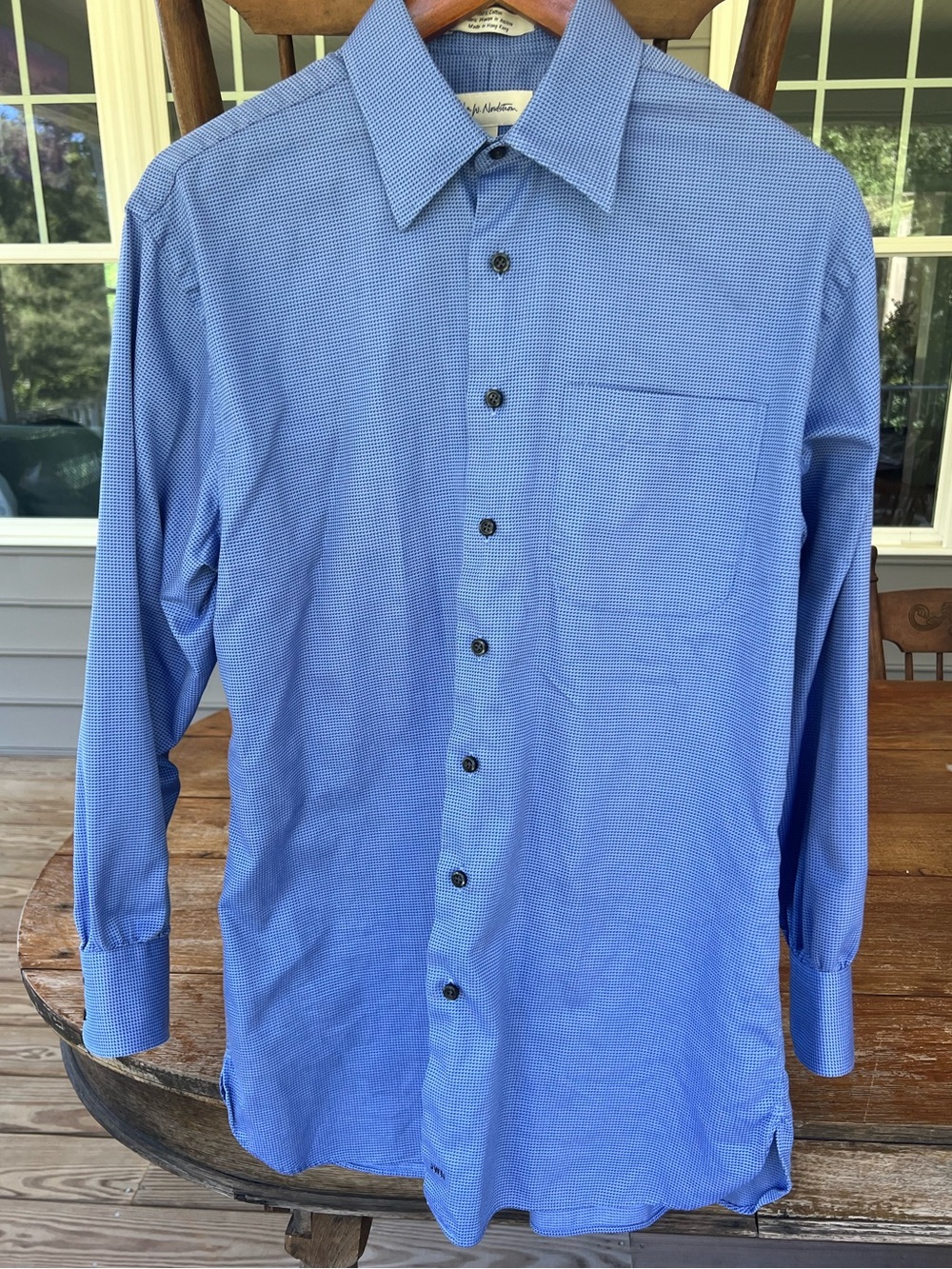 John W. Nordstrom Men’s Long Sleeve Button Up Shirt Blue Cotton Size 15-33